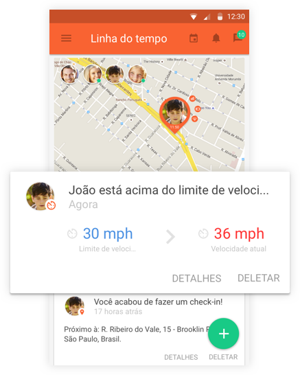 Recurso de monitoramento de velocidade dos filhos